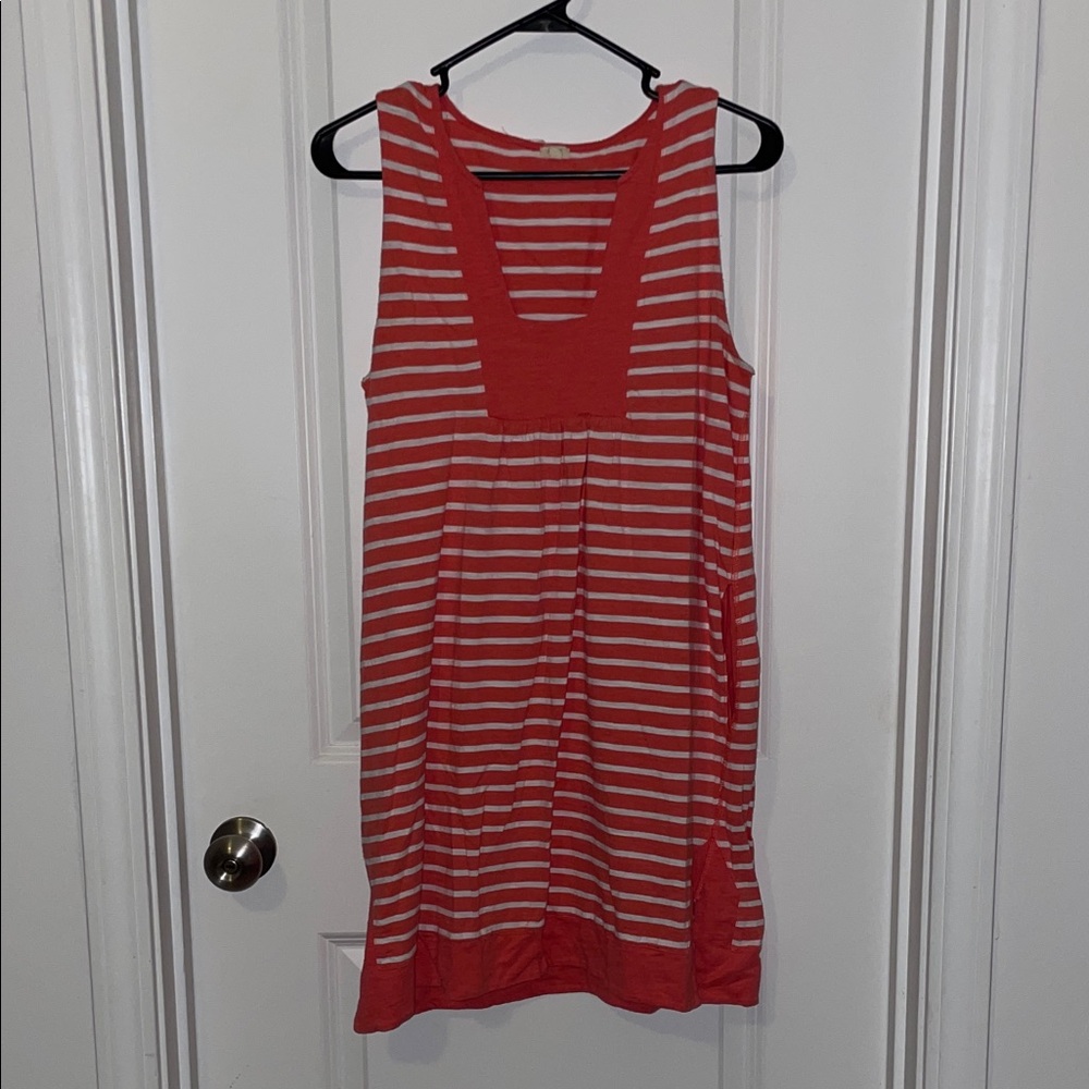 J. Crew Coral and White Striped Tank Dress